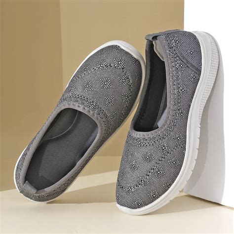 Tomsy Choice Grey Mesh Slip-On Ballerina for Women – Lightweight, Brea