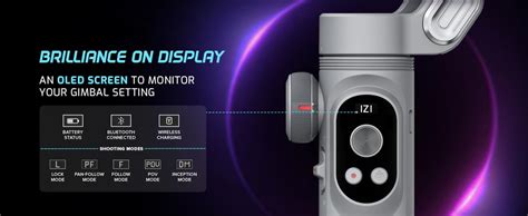 IZI GO-X Smartphone Handheld Gimbal Stabilizer, 3-Axis, OLED Display ...