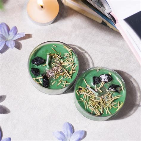 Buy Tourmaline Mogra Crystal Aromatherapy Palm Candles (Set of 2 ...