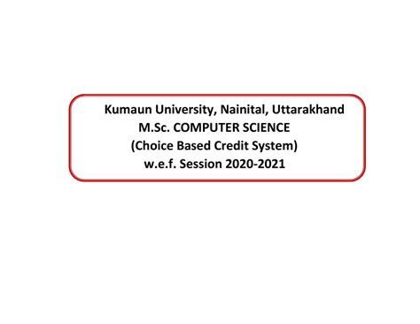 M.Sc. Computer Science CBCS - Kumaun University, Nainital, Uttarakhand ...