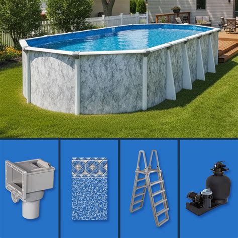 12' x 24' Oval Sea Shore Above Ground Pool Kit Package - Pool Warehouse