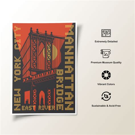 Buy Manhattan bridge New York city Travel Poster Art & Prints Online ...