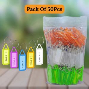 madwolf Multicolor Keyring & Keychain with Name Tag Labels (Pack of 50 ...