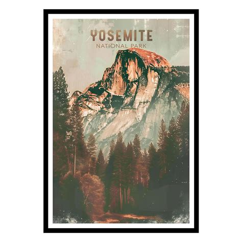 Eastern Print Yosemite National Park Painting, Yosemite National Park Wall Art, Vintage Travel ...