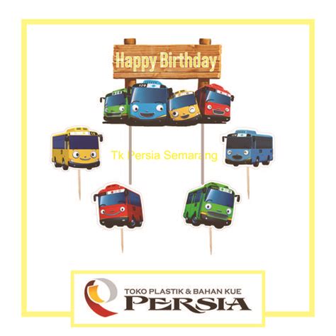 Jual Topper Cake Kue Tart Happy Birthday Karakter Tayo Bus Kecil - Kota ...