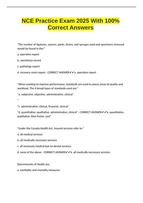 NCE Practice Exam 2025 With 100% Correct Answers - NCE Practice E ...