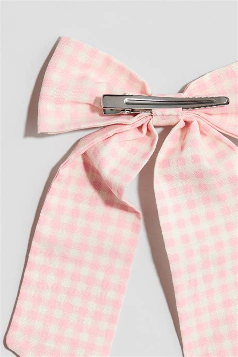 Light pink/Checked Bow hair clip for kids | H&M IN