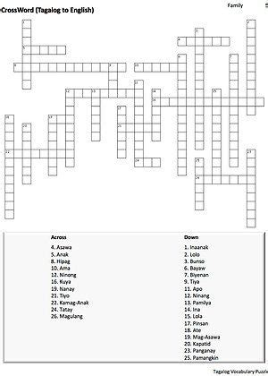 Pin by Andrew J on Tagalog Vocabulary Resources | Crossword puzzles, Crossword, Tagalog