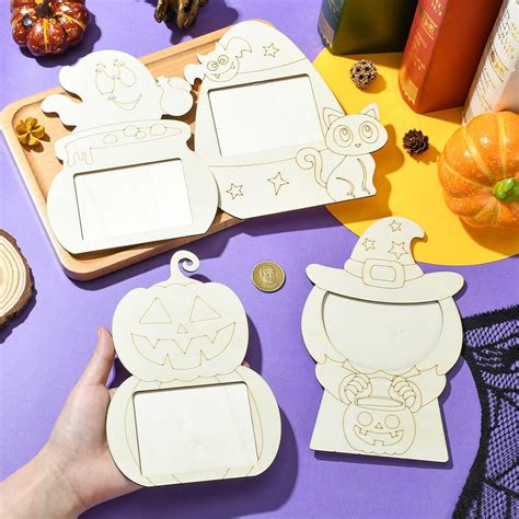 Buy Photo Frame Shape Wood DIY Art & Base Pack of 8 Unfinished Cliths