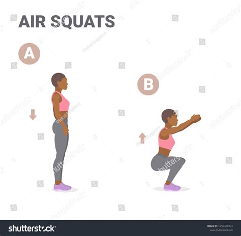 Afroamerican Girl Doing Air Squats Exercise: เวกเตอร์สต็อก (ปลอดค่า ...