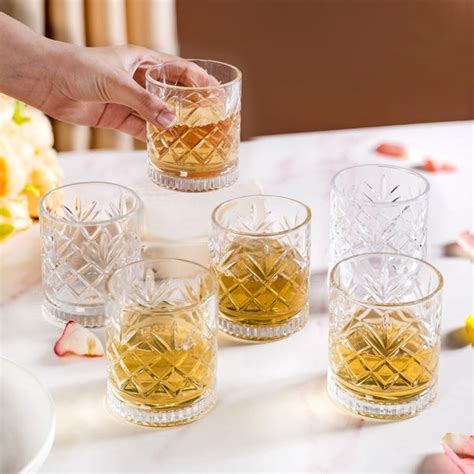 Thick Wall Crystal Whiskey Glass Set Of 6 220ml Online - Premium ...
