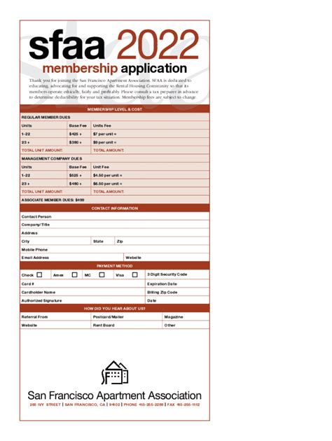Fillable Online About the San Francisco Apartment Association Fax Email ...