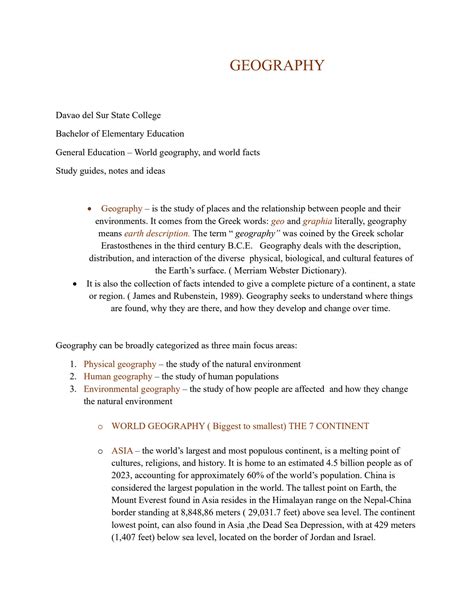 Image result for Geography Study Notes Guide