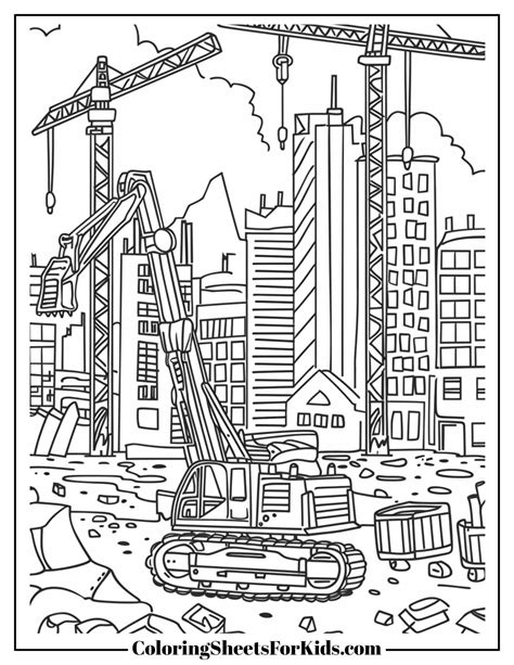 Construction Site Coloring Page