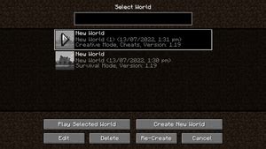 Image result for Minecraft Java World Select Menu