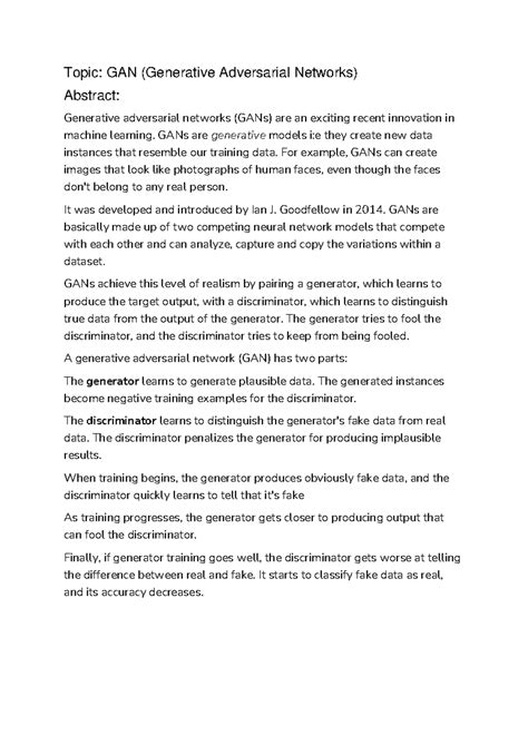 Generative Adversarial Networks - Topic: GAN (Generative Adversarial ...
