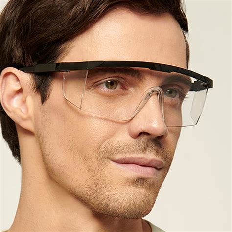 Buy Black Transparent Half Rim Square Size-128 Lenskart Safety Goggles ...