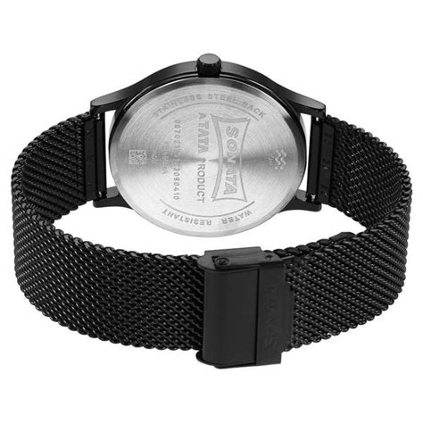 Buy Online Sonata Quartz Analog Black Dial Watch for Men - ns77105nm02 ...