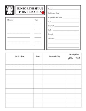 Thespian Point Sheet - Fill and Sign Printable Template Online