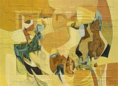 "Untitled 13": Yellow Acrylic Painting by Mohan Vishwakarma | ArtZolo.com