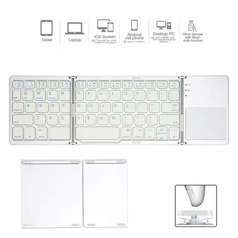 Tastatura Wireless sa touchpadom rasklopiva bela - Mob-Shop
