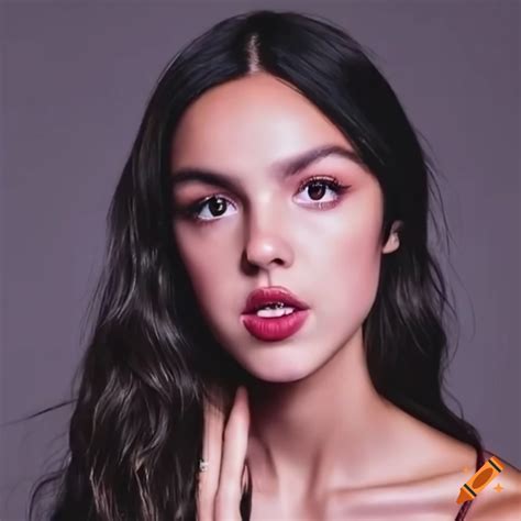 Olivia rodrigo with black hair in a 90s aesthetic look on Craiyon