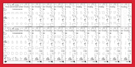 Farm Letters, Numbers, and Shapes Tracing Worksheets