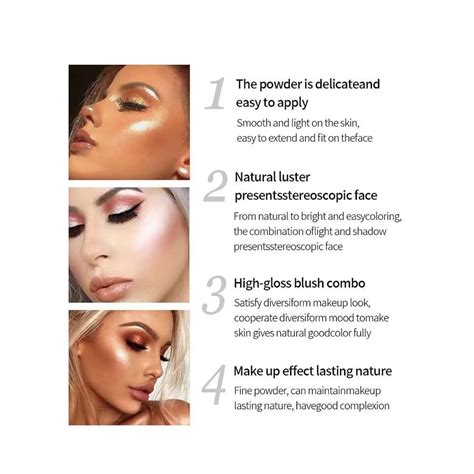 Buy Rose Highlighter Makeup, Blush and Highlighter Duo, 4 Shades 3D ...