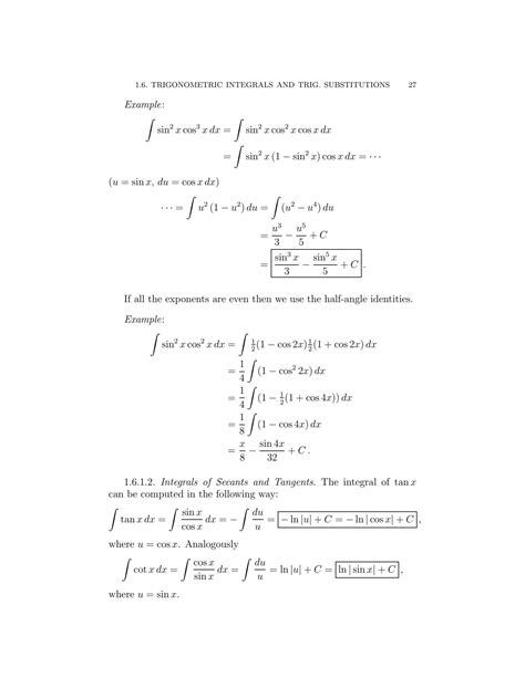 SOLUTION: Trigonometric integrals and trigonometric substitutions ...
