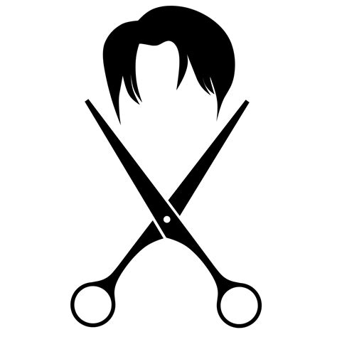 Salon logo with symbol of scissors and men's hair on a white background ...