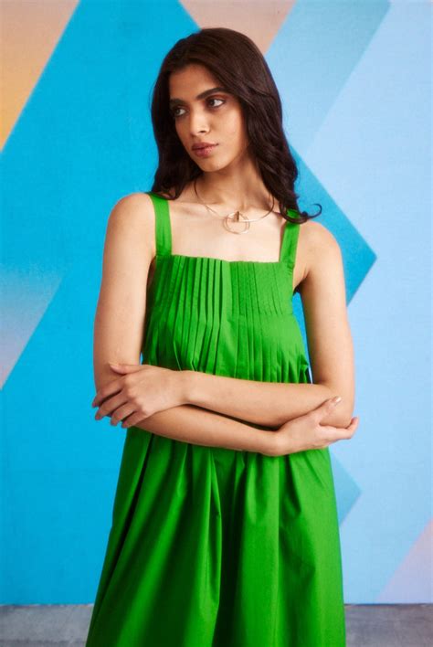 GREEN POPLIN MIDI – dash and dot