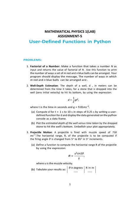 Assignment 5 - 1 MATHEMATICAL PHYSICS 1 (LAB) ASSIGNMENT- 5 User ...