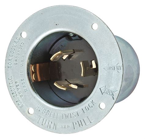 Non-NEMA, 50 A, Flanged Locking Inlet - 49YK44|HBL7958 - Grainger