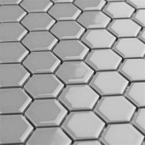 Affinity Tile (Sample) Metro 1 in. Hex Glossy Light Grey 6-in x 6-in ...