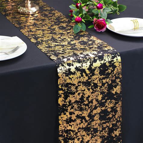 Amazon.com: Snowkingdom 2 Pcs Black and Gold Table Runner, 11 x 108 ...