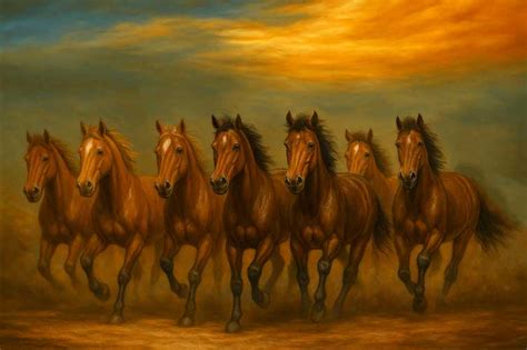 7 Running White Horses Vastu Painting – Success, Prosperity & Growth ...