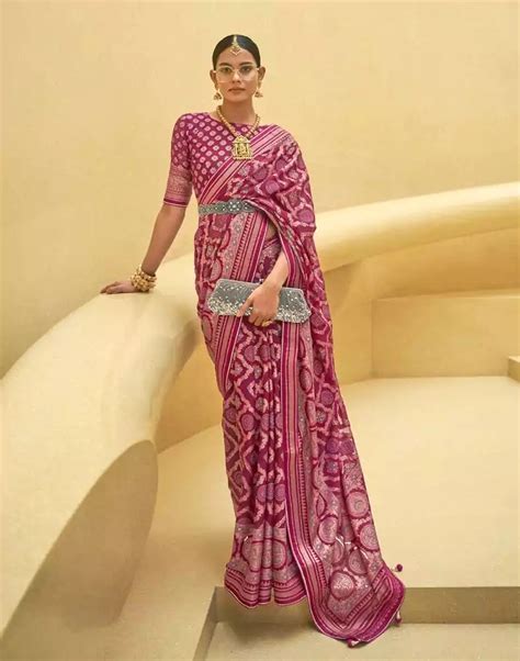 Dark Pink Geometric Print Patola Fancy Saree – South India Shopping Mall