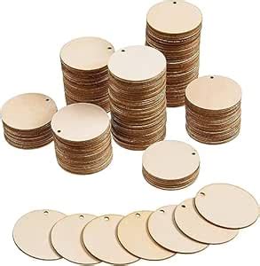 Haoser 100 Pieces Unfinished Wood Circles with Holes, 2 Inch Wood ...