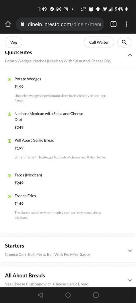 Menu at 18.19 Cafe' Lounge, Surat