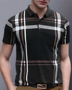 AUSK Checkered Men Polo Neck Black, White T-Shirt - Buy AUSK Checkered ...