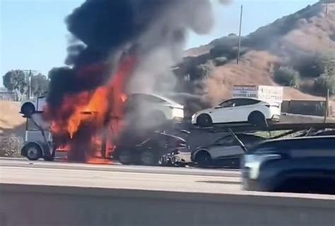 Tesla clarifies LA car carrier fire started in diesel semi, not EV ...
