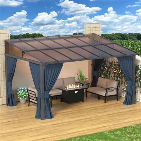 Amazon.com : RTDTD 10' x 14' Gazebo，Hard Top Lean to Gazebo Wall Mount ...