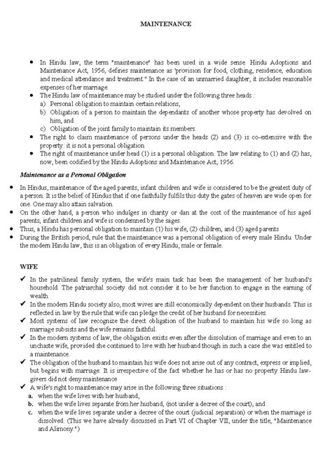 HINDU LAW MAINTENANCE: PERSONAL OBLIGATIONS & RIGHTS (HAM-2023) - Studocu
