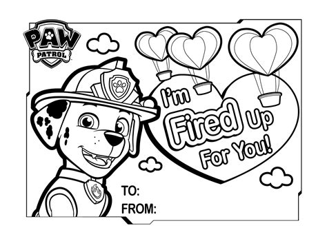 Paw Patrol Valentines Day Coloring Page