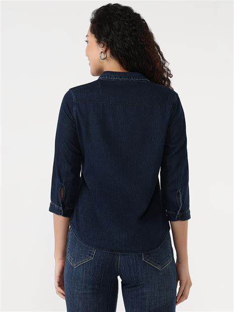 Buy Women Dark Blue Slim Shirt | Kraus Jeans