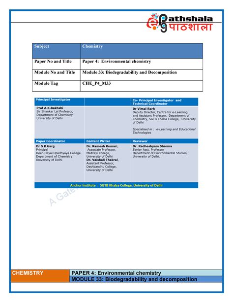 5546 et et - Nice - CHEMISTRY PAPER 4: Environmental chemistry Subject ...