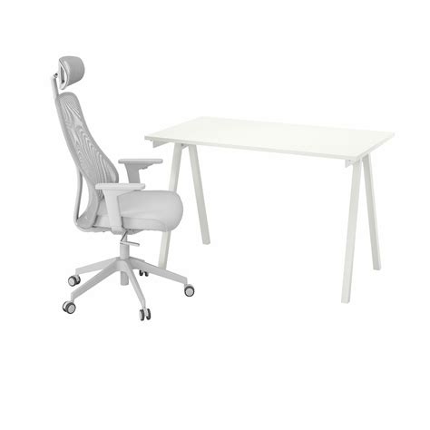 TROTTEN / MATCHSPEL desk and chair, white/light grey - IKEA