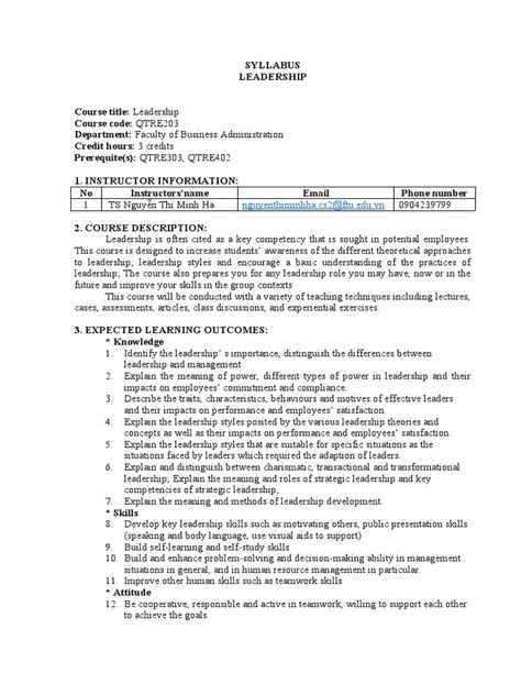 Leadership Course Syllabus 的图像结果