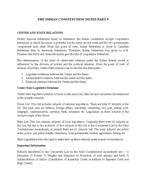 THE Indian Constitution Notes PART 9 - THE INDIAN CONSTITUTION NOTES ...