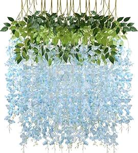 Buy Glowvtech 6 Pcs Artificial Wisteria Hanging Garland, Faux Vine ...